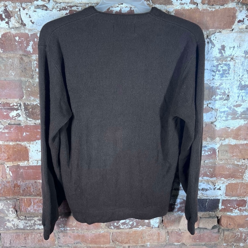 Vintage Brown Cardigan Sweater with Ribbed Details