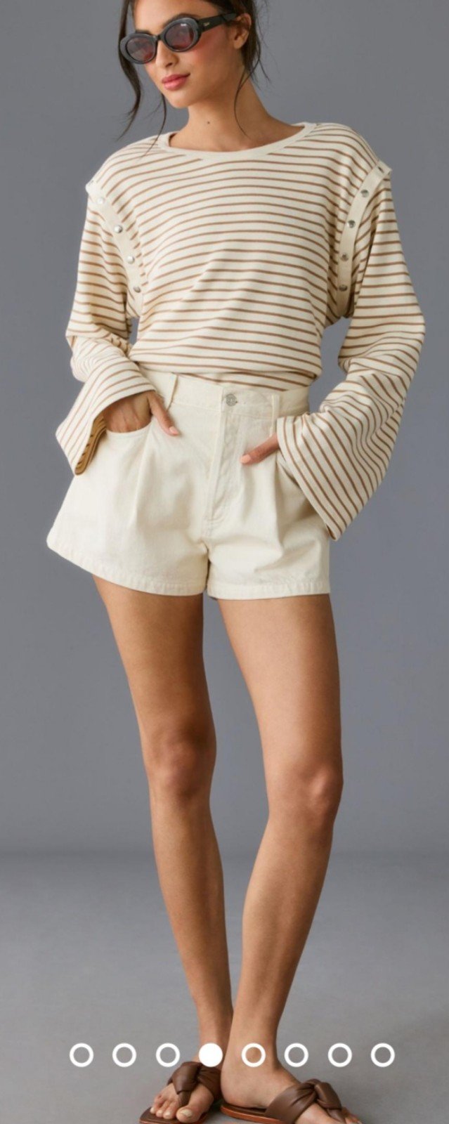 Maeve By Anthropologie Women's Slouchy Striped Long-Sleeve Tee Brown Size XL