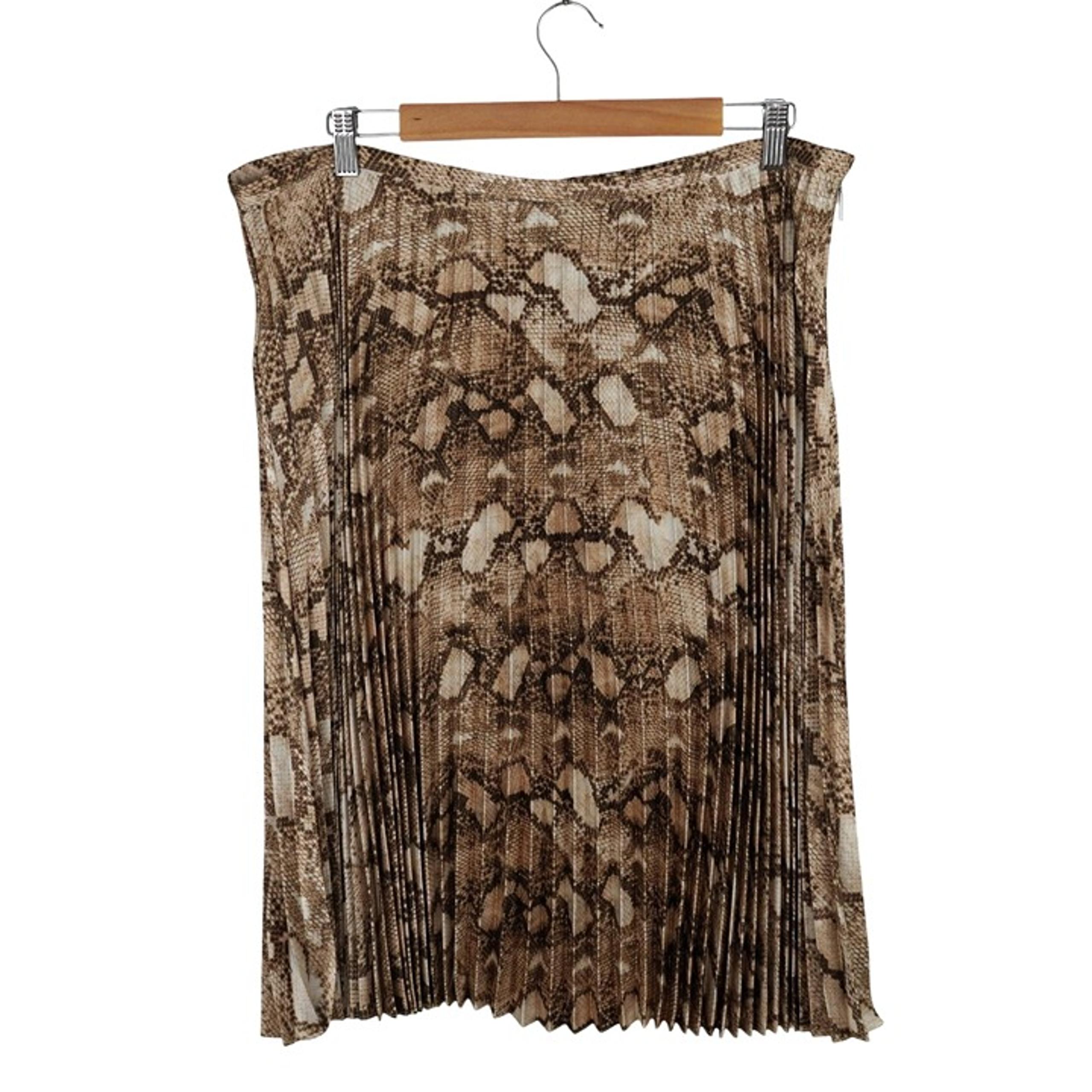 Lauren Ralph Lauren Animal Print A-Line Pleated Charmeuse Skirt Satin Size 16
