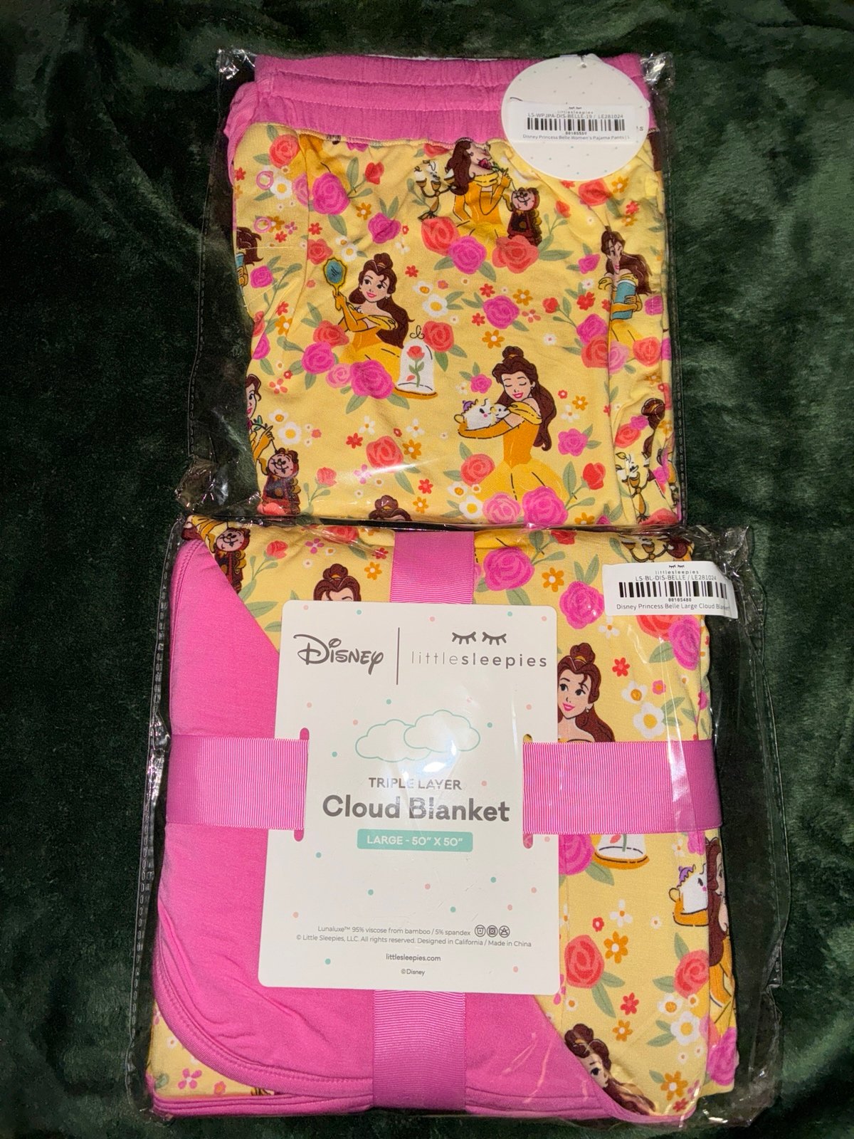 Little Sleepies Disney Princess Belle Women's Pajama Pants size Large plus cloud
