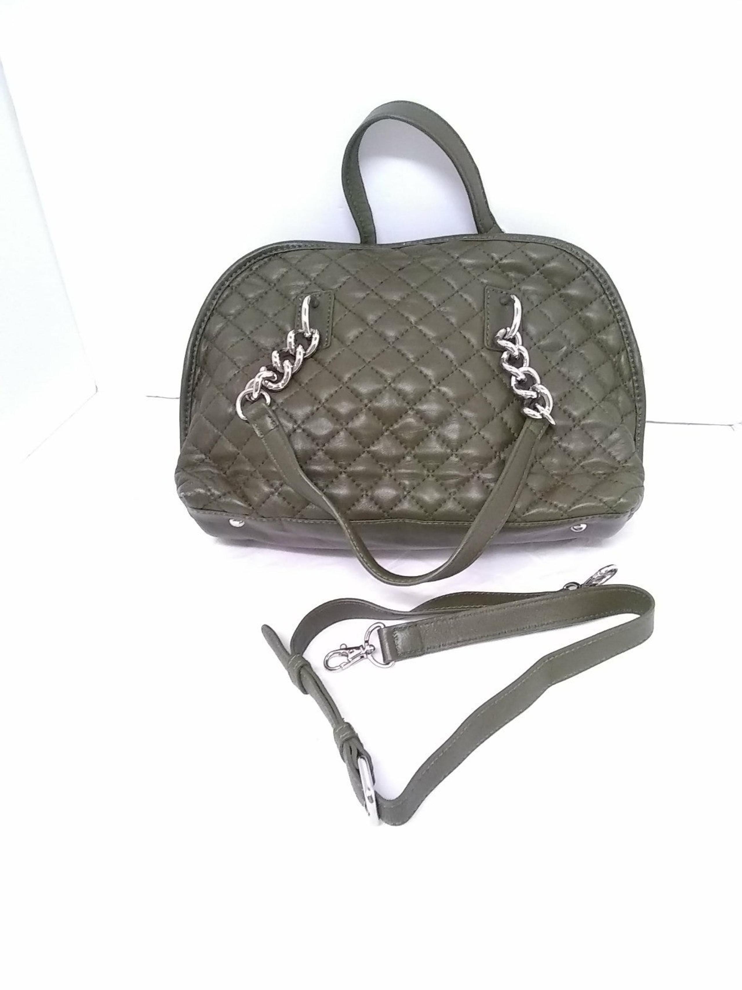 ISAAC MIZRAHI  Quilted HAND BAG Genuine Leather Green  Shoulder Bag