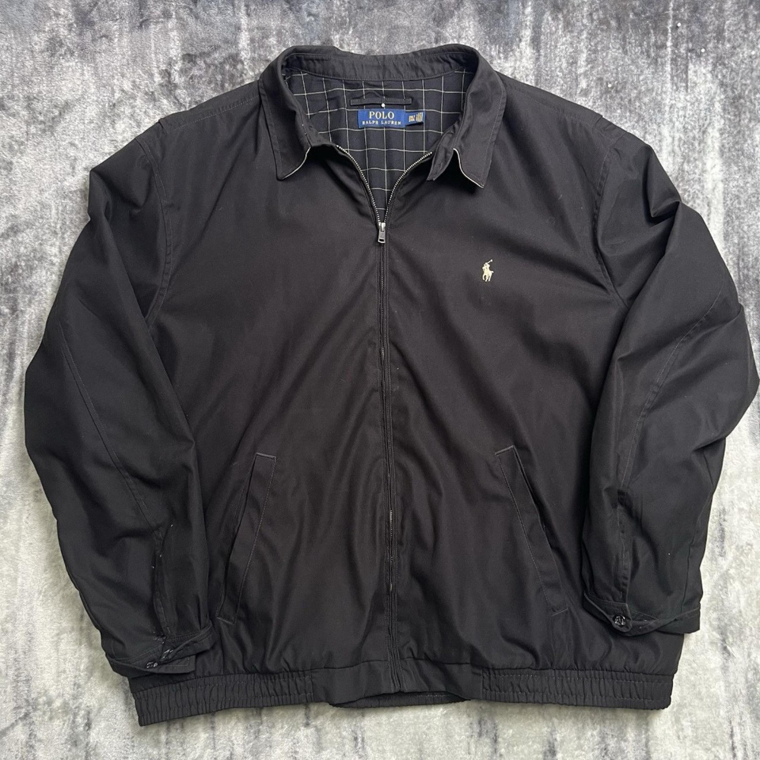 Vintage Polo Ralph Lauren Jacket Men’s Tall 3XLT Plaid Lined Black 90s Bomber