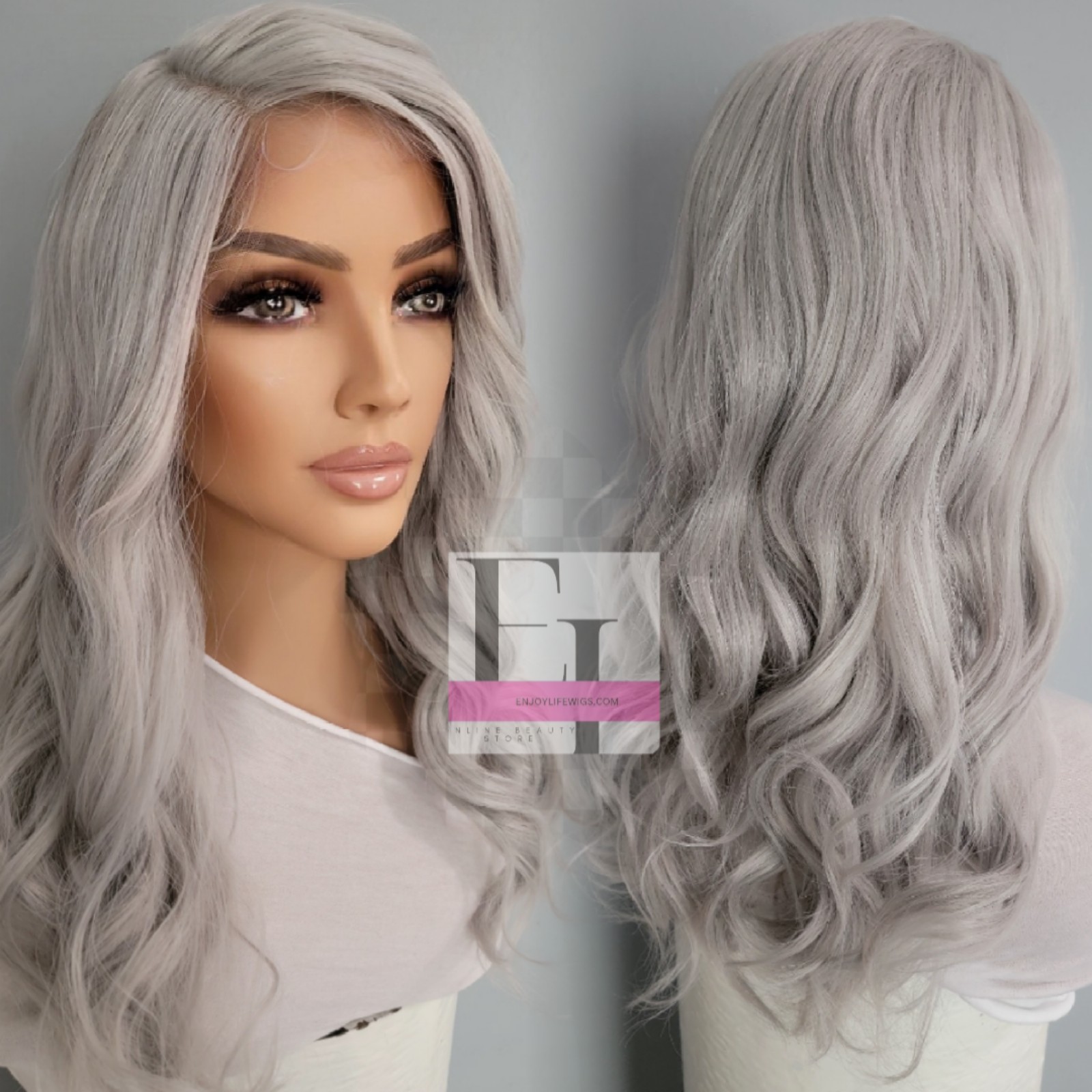 Grey human Hair HD lace body wave wig