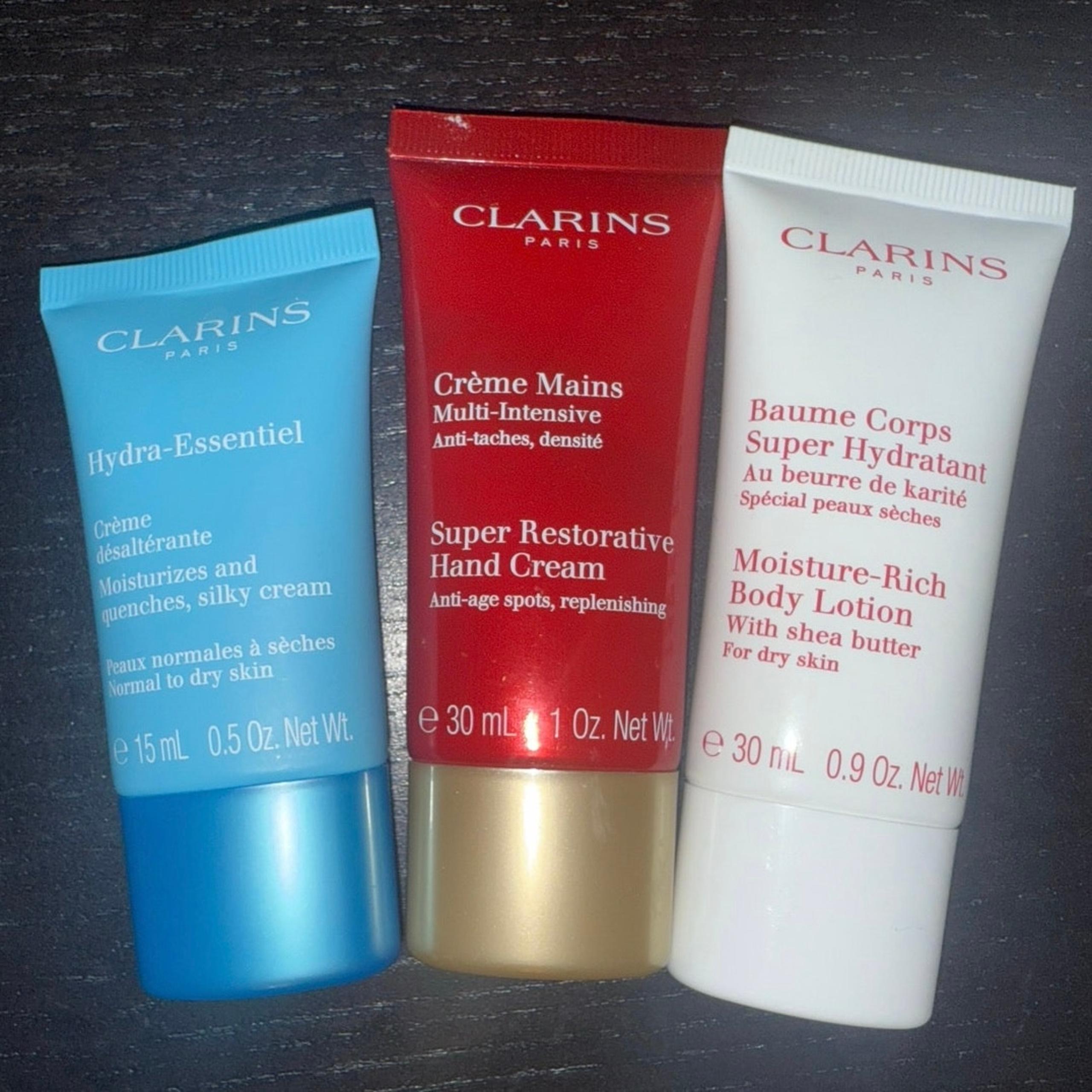 Clarins 3-Piece Skincare Set –  New sealed  Body Lotion, Hand cream, Silky cream