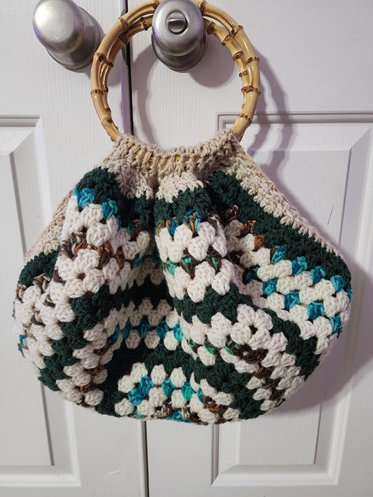 Crocheted Bamboo Handle Bag