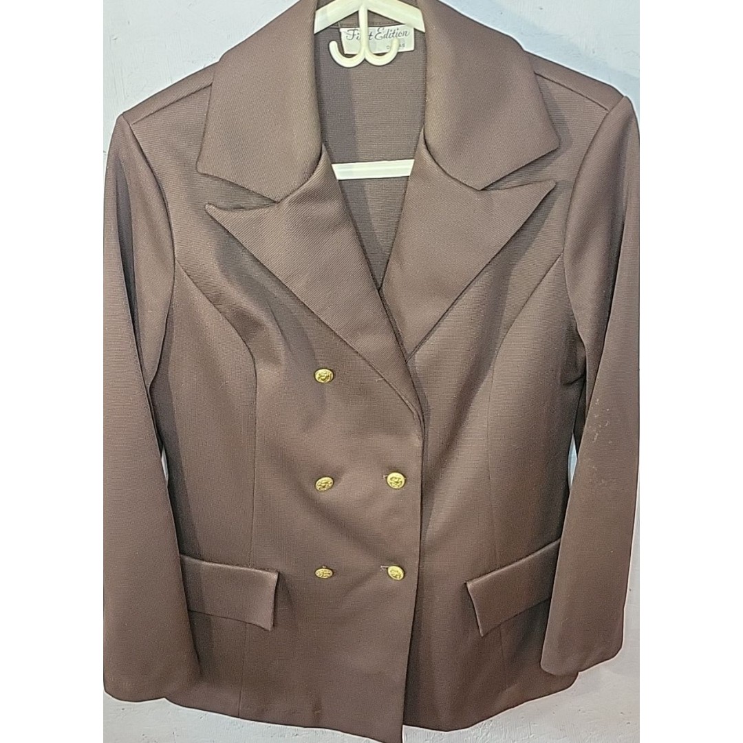 First Edition Dallas Vtg 60-70s Women's Polyester Blazer Jacket Brown Sz L