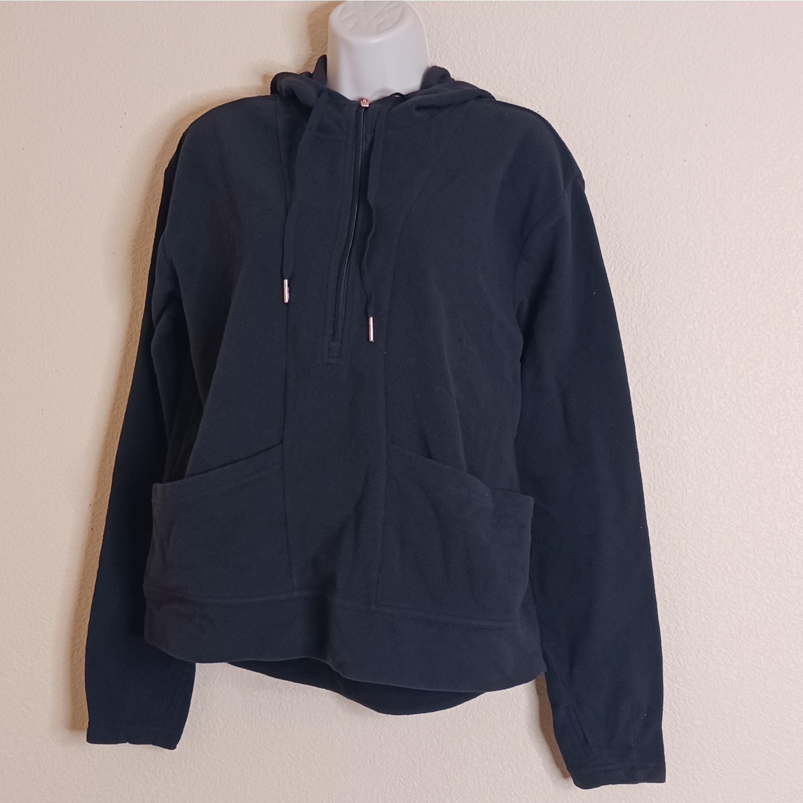 All in Motion 1/2 Zip Pullover Hoodie Womens Medium Black Micro Fleece Polyester