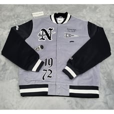 Nike Corduroy Varsity Jacket 1972 Letterman Black Grey Size XL FQ6159-012