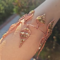 Hammered copper leaf cuff bracelet