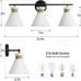 WOSHITU 3-Light Black and Gold Bathroom Vanity Light with Frosted Glass