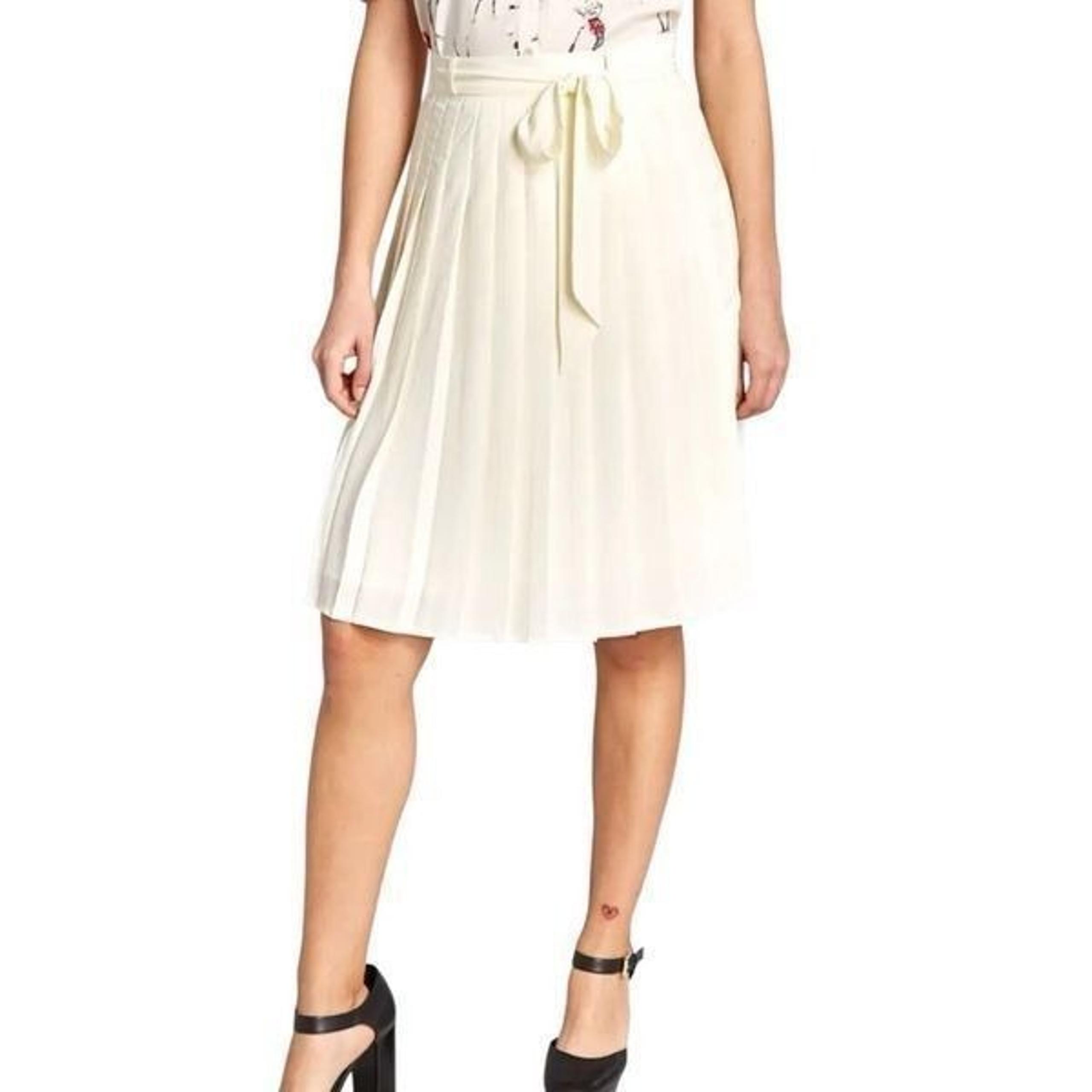 ModCloth Off White Chiffon High Waisted Accordion Pleated Skirt