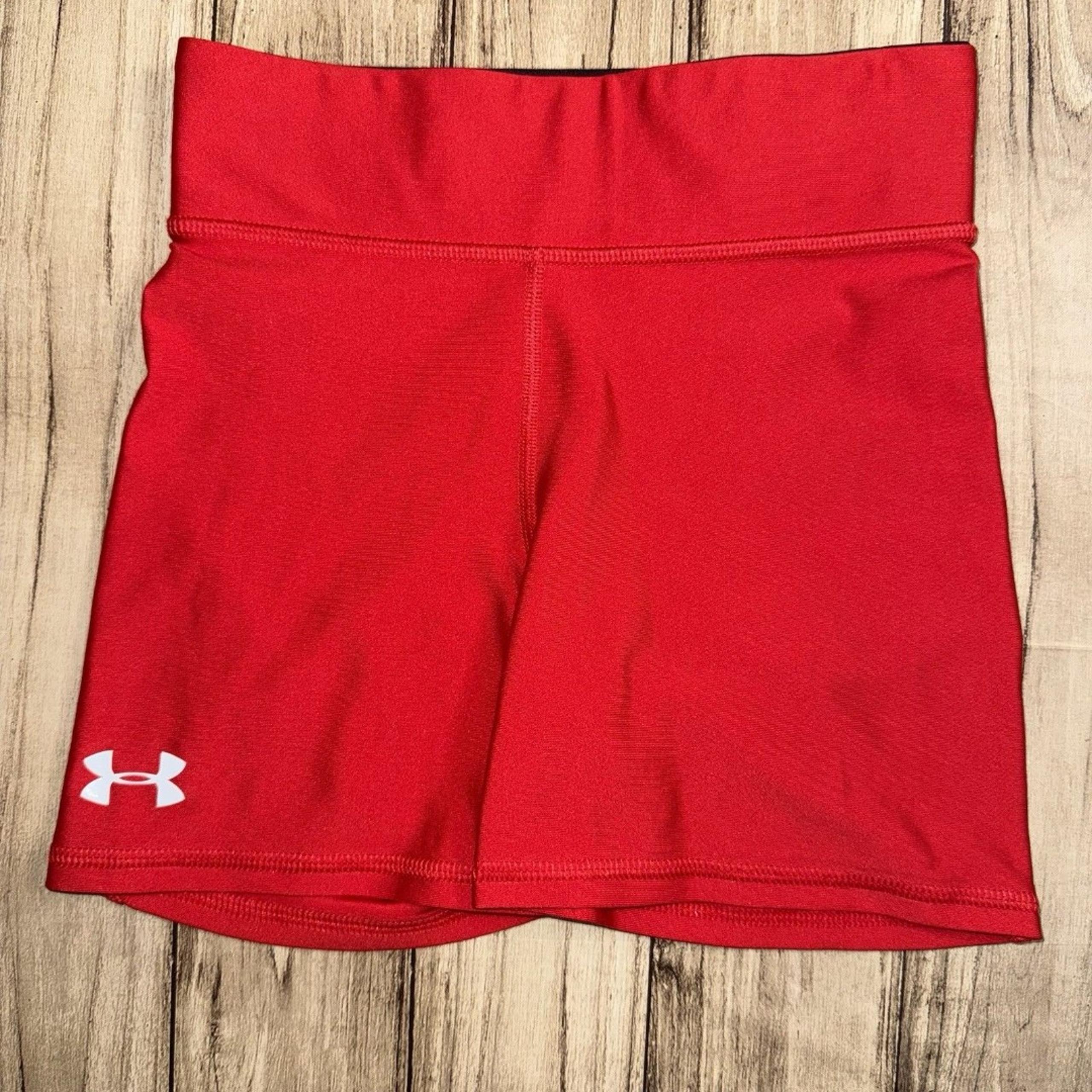 Under Armour Compression Shorts Women’s Size XS Mid Rise 4 Inch Shorty, Red