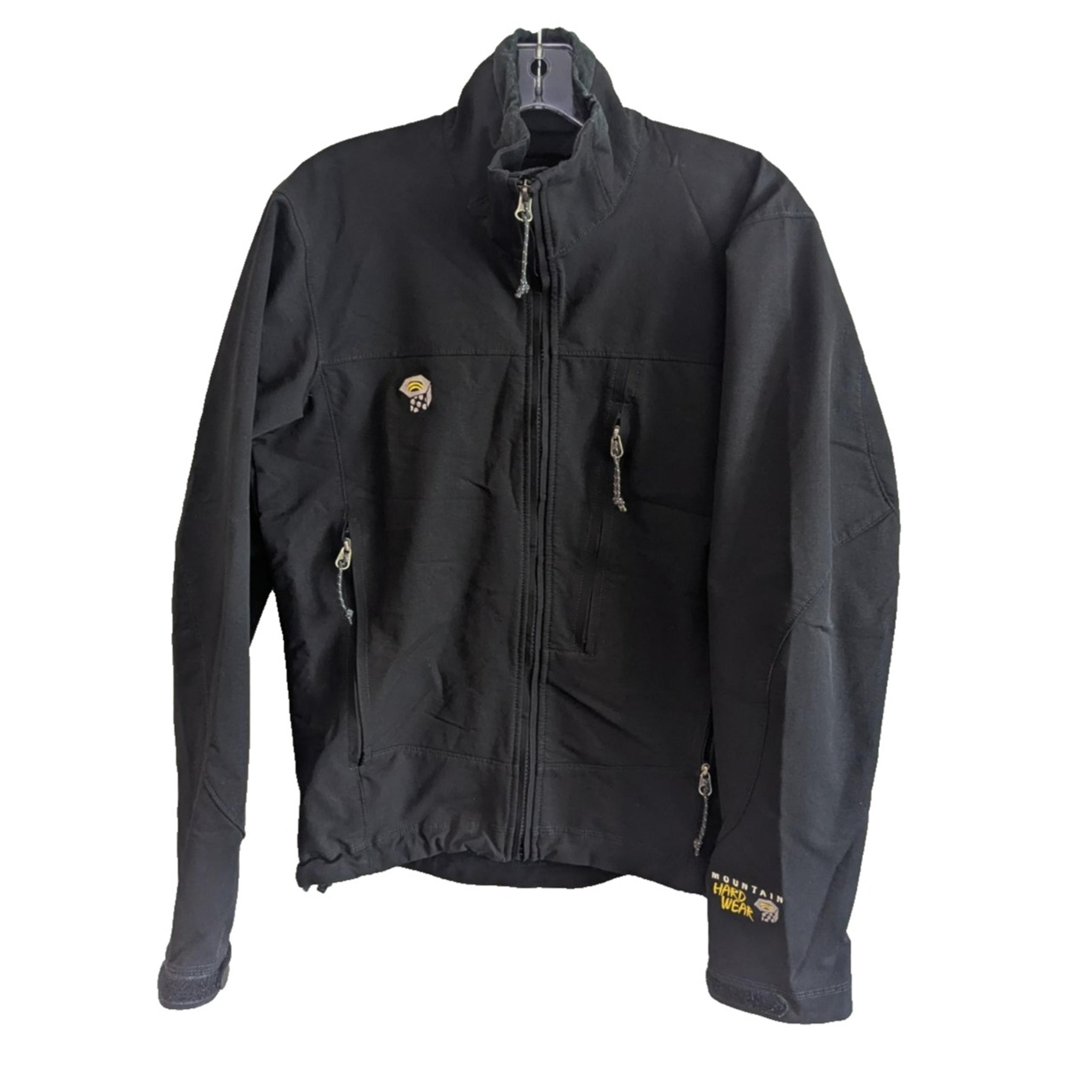 Mountain Hardwear Soft Shell Jacket Mens Small Black Full Zip Mock Neck Snow Ski