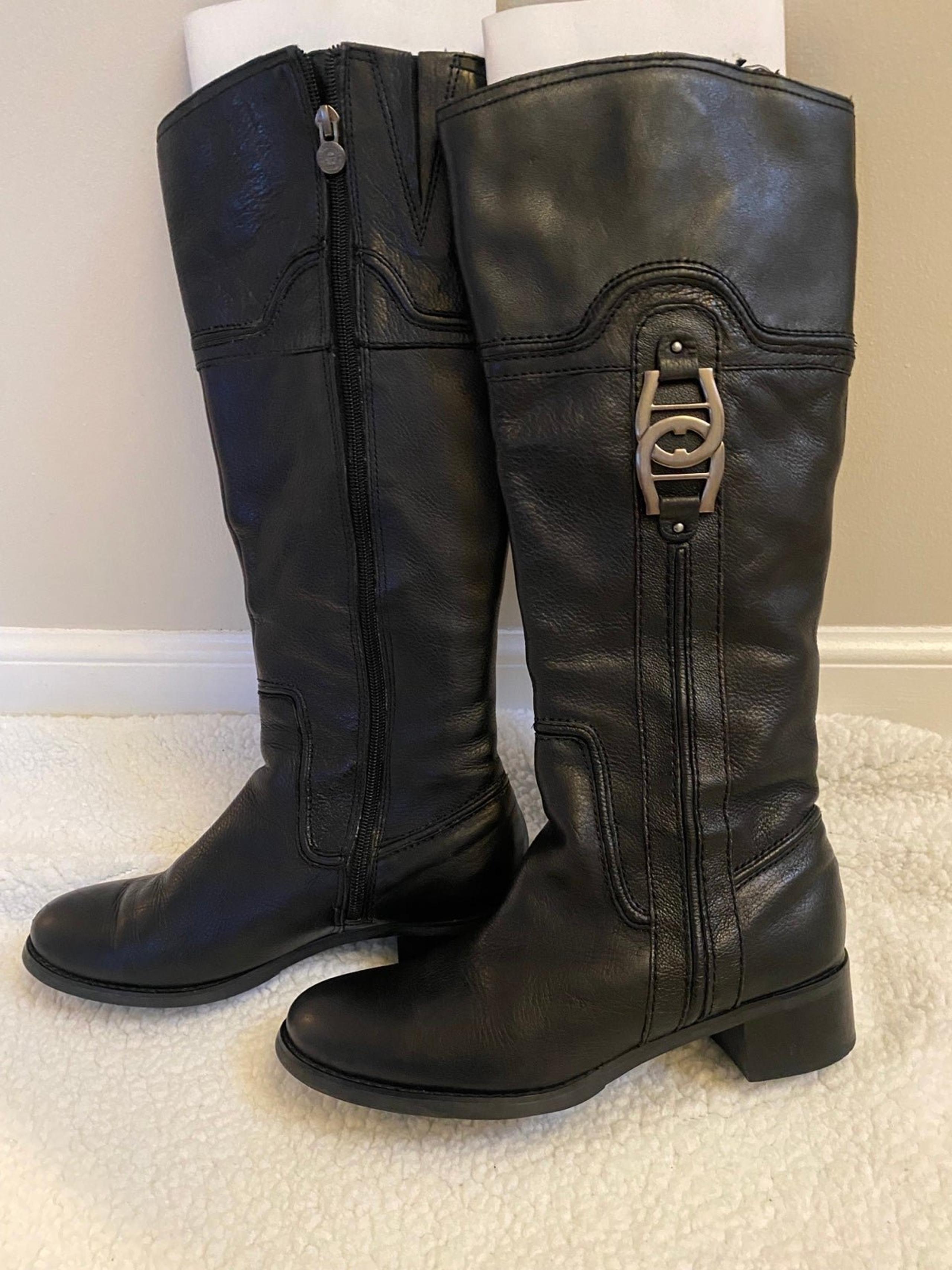 ETIENNE AIGNER Black Genuine Leather Boot Size 8