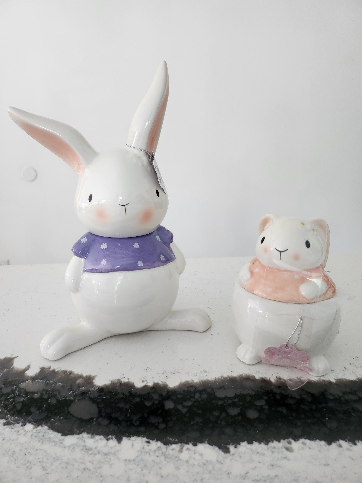 10 Strawberry Street Pink & Lavender Purple Rabbit Bunny Canister Home Decor