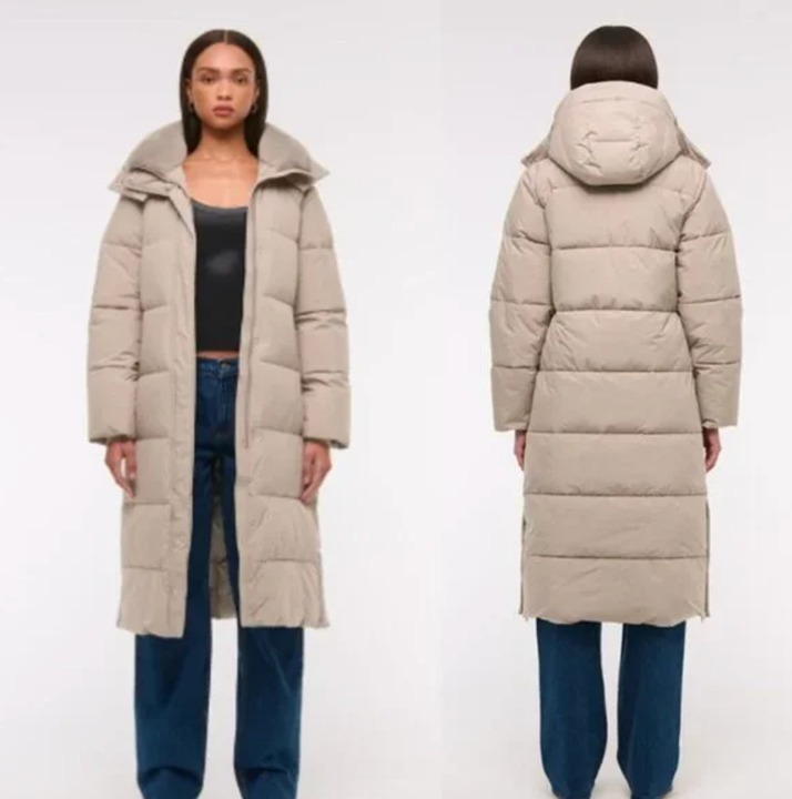 NWT Abercrombie & Fitch Tan Longline Puffer Coat