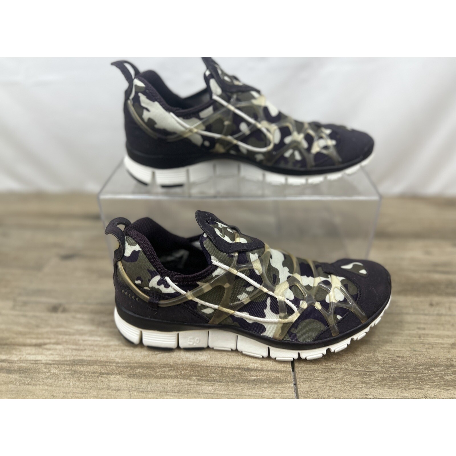 Nike Air Kukin Free Port Wine Camo Abstract Slip On Womens Size 8.5
