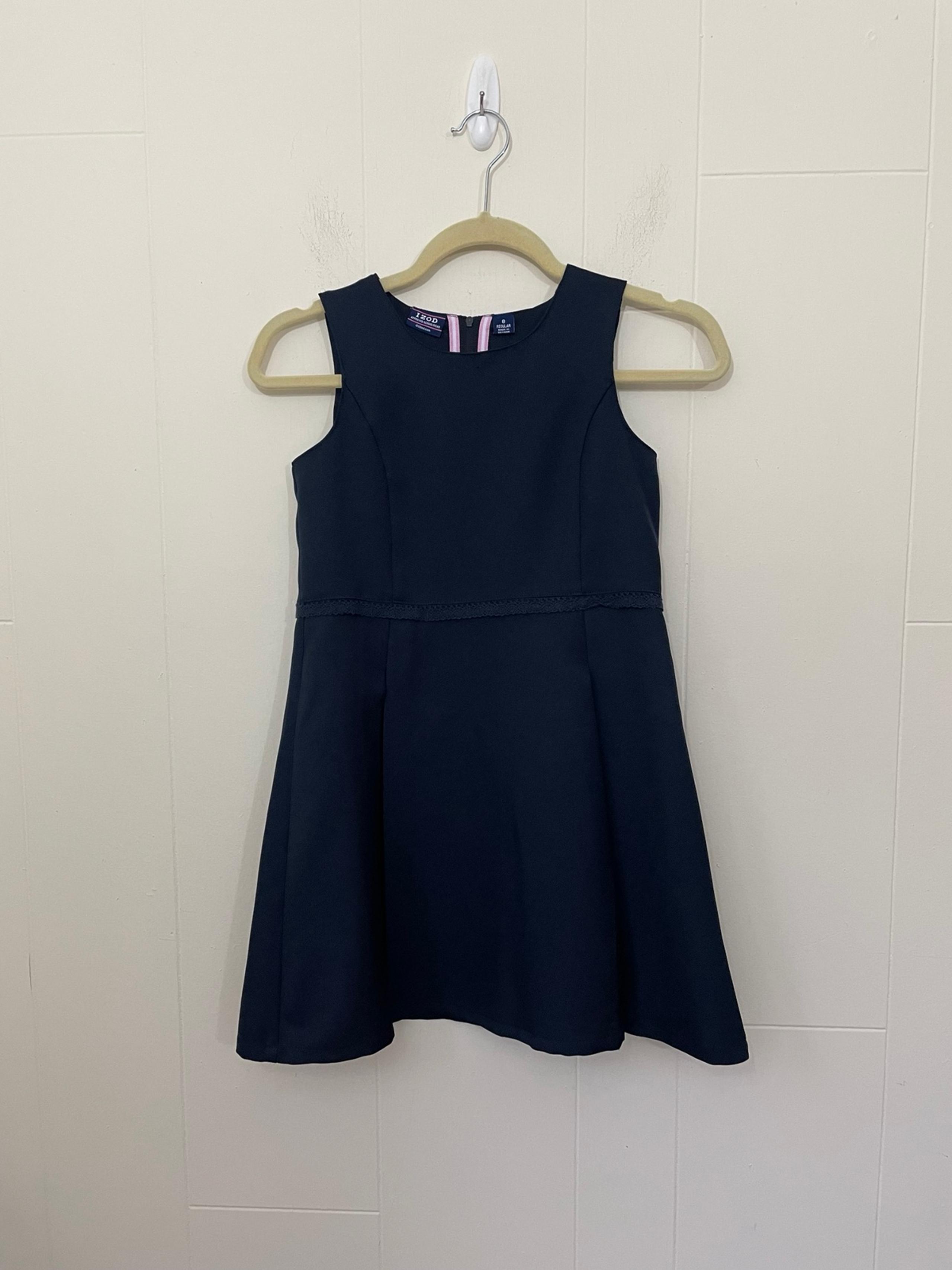 IZOD Kids School Uniform Navy Blue Jumper Dress ~ Girls Size 8 Reg
