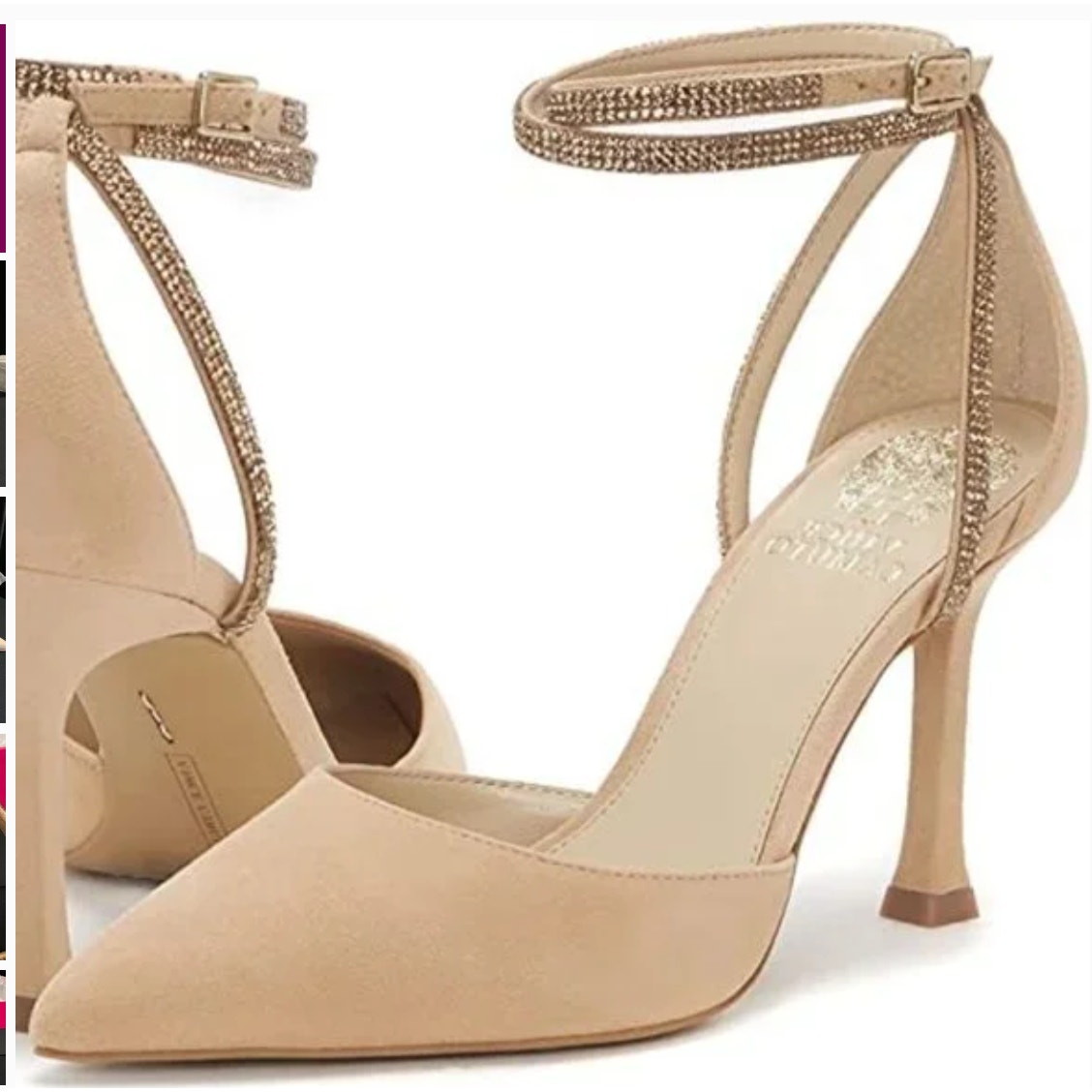 Vince Camuto Ketrinda Ankle Strap Pumps 7 Tan Suede Beige NWOT Heels Jewel