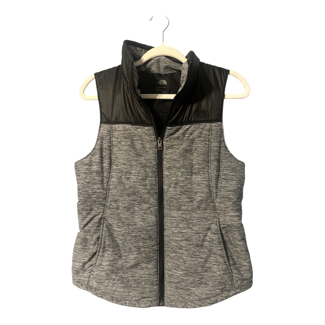 North Face Womens Gray/Black Quilted Puffer Vest, Medium
