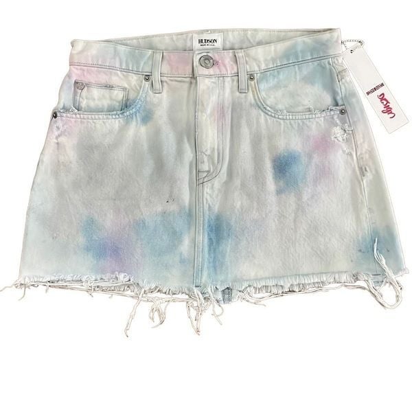 Hudson Denim Mini Skirt Factory Distressed Tie Dye 25 XS New