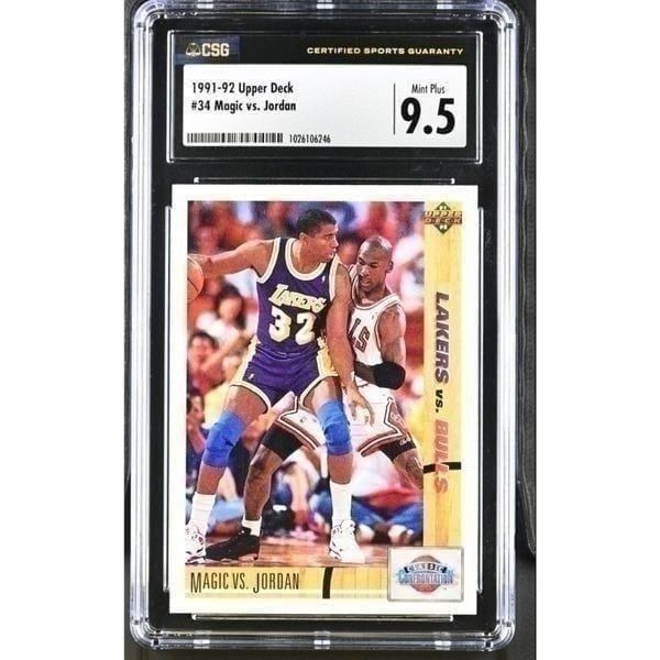 1991-92 Upper Deck #34 Michael Jordan vs Magic Johnson CSG 9.5 MINT PLUS
