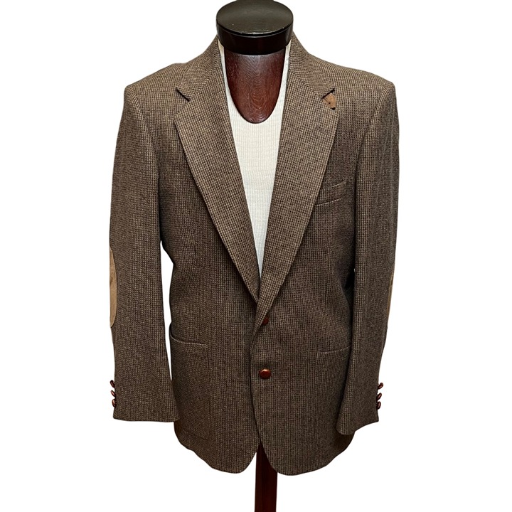 Orvis Mens Tweed Wool Blazer Jacket Sportcoat Elbow Patches Brown Gray Size 40R