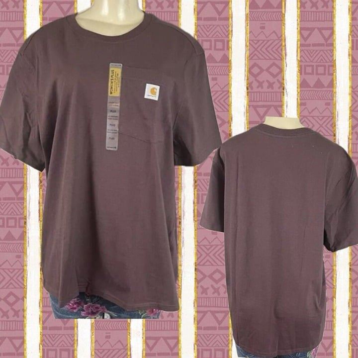 Carhartt +3X Purple Logo Crew Neck Cotton Heavyweight Short Sleeve Pocket Tee