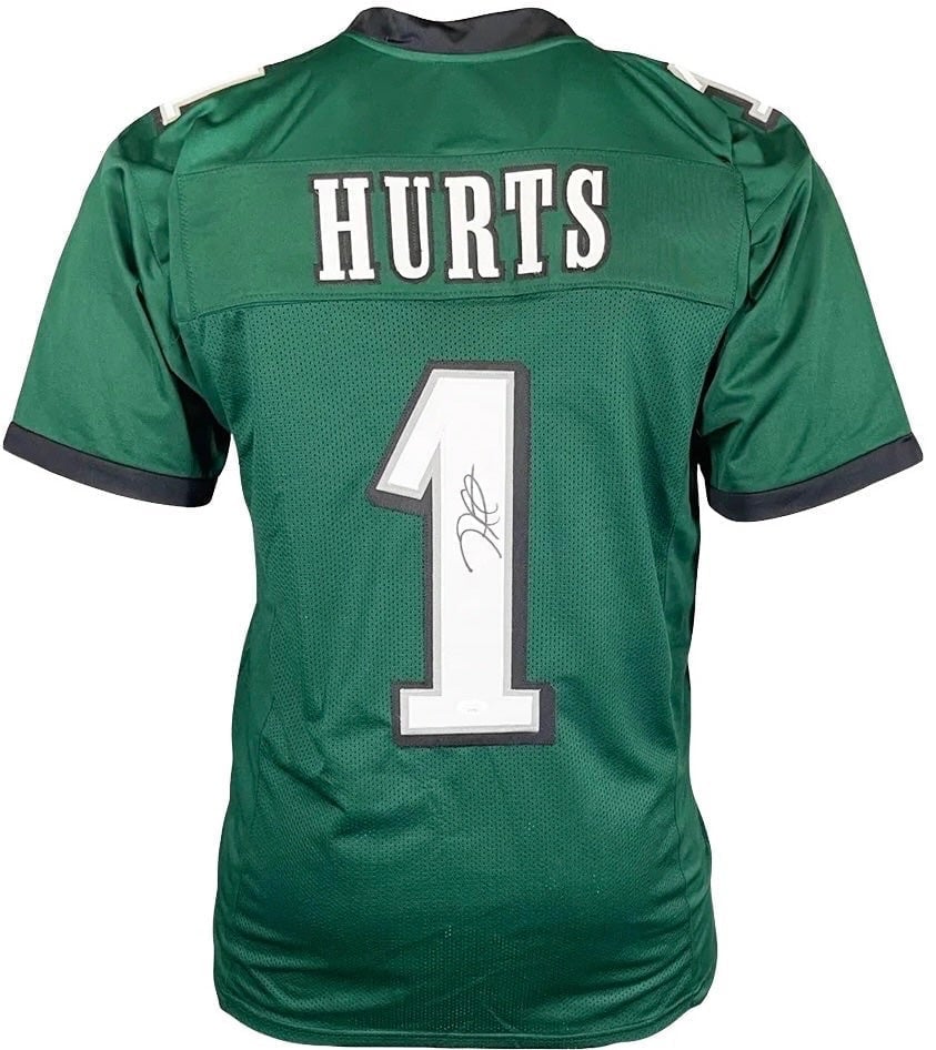 Jalen Hurts Autographed Custom Green Football Jersey (JSA)