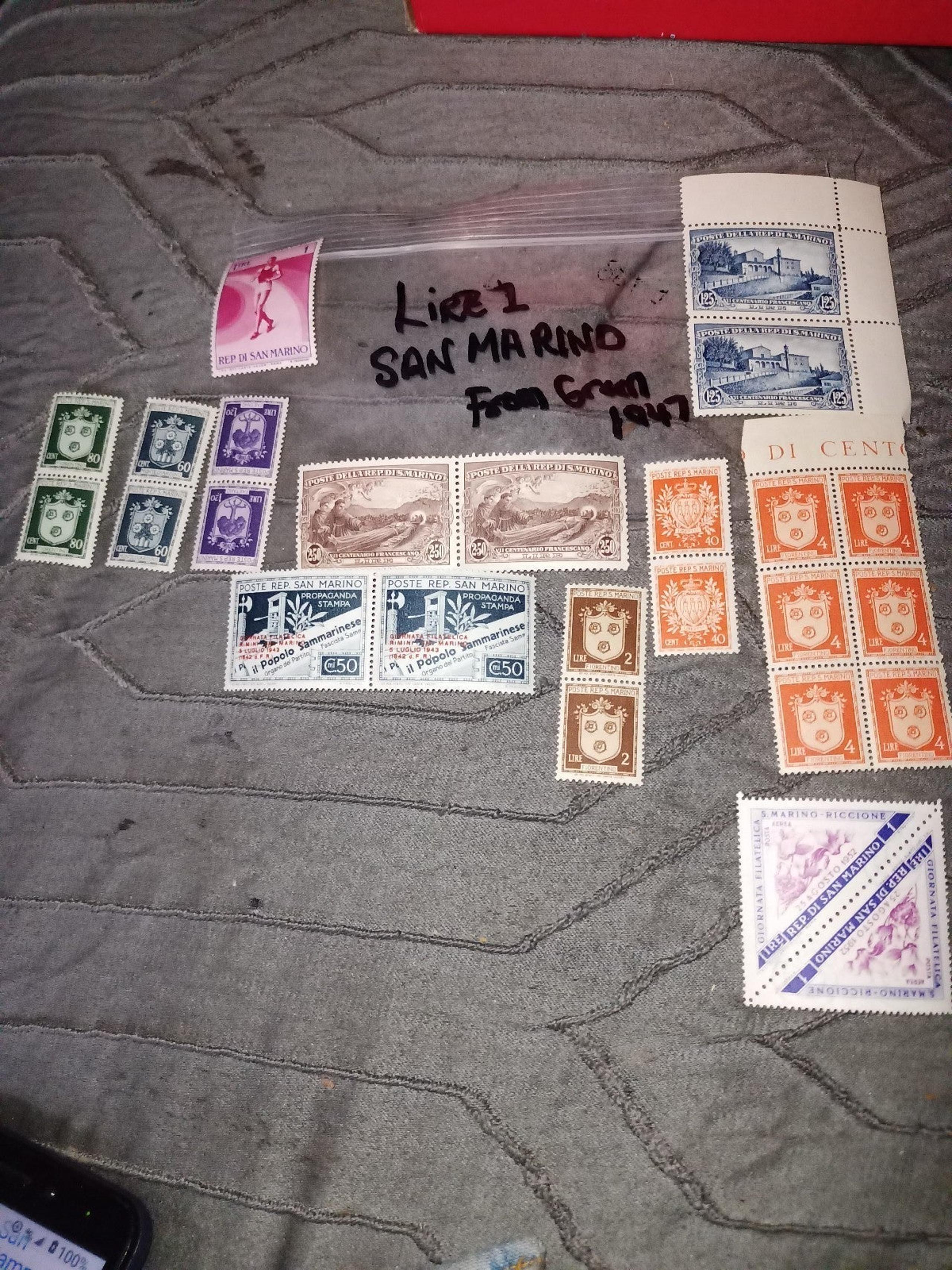 POSTAGE STAMPS FROM SAN MARINO ITALY 1947'S GRAMS ESTATE Free Postage