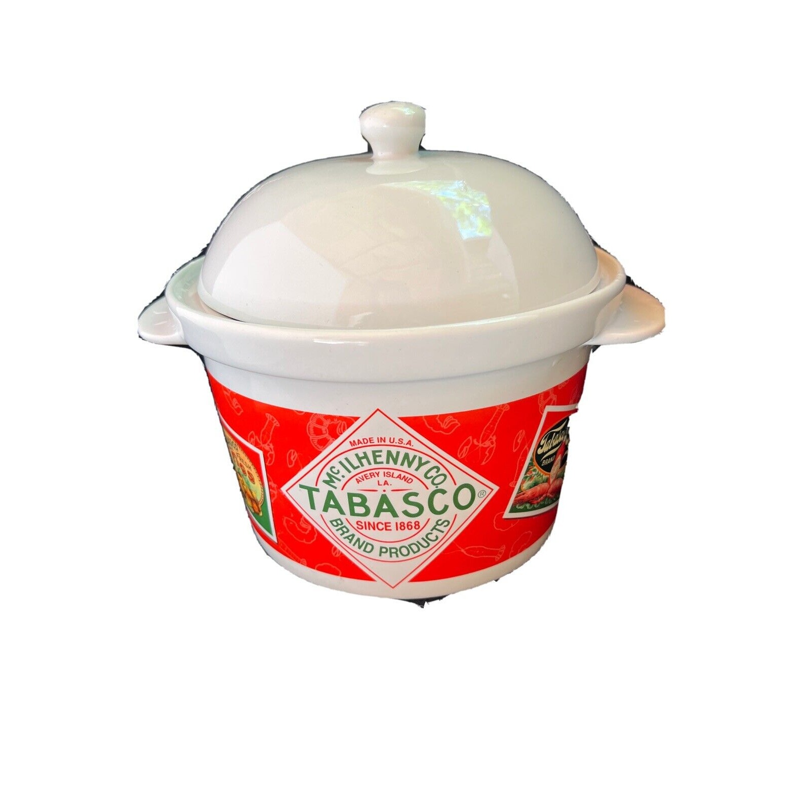 Vintage Tabasco Stoneware Lidded Slow Cooker #31857 McIlhenny Houston Harvest