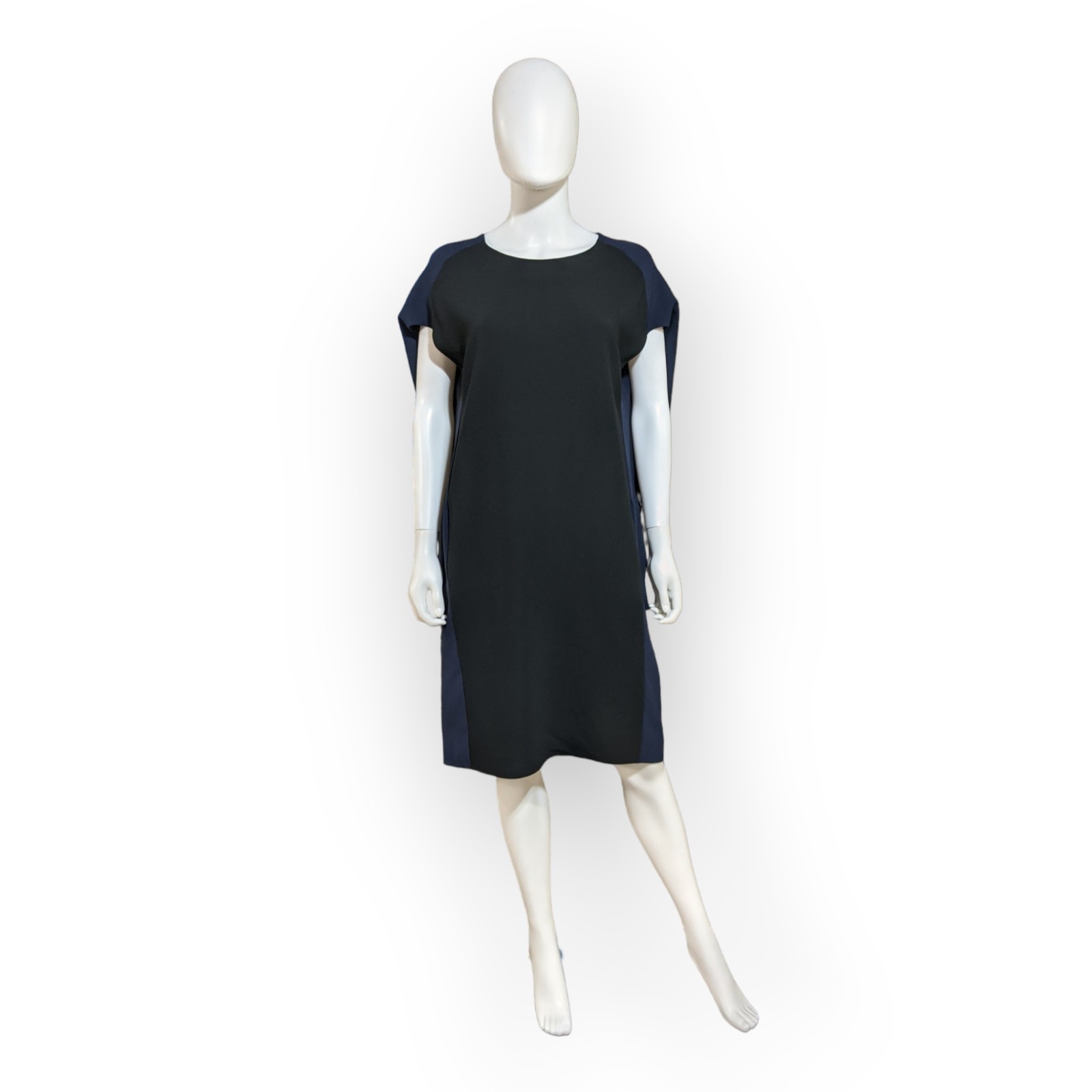 Calvin Klein Collection Black/Navy Blue Color-block Shift Dress, 2