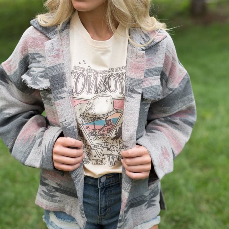 El Paso Pink Gray Western Flannel Jacket