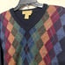 VTG Tricots St. Raphael merino wool sweater men's Large Multi color Argyle
