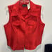 MHM 2-Piece Set Sleeveless Button-Up Top/Capri Pants Retro-Appeal Red Women's 12