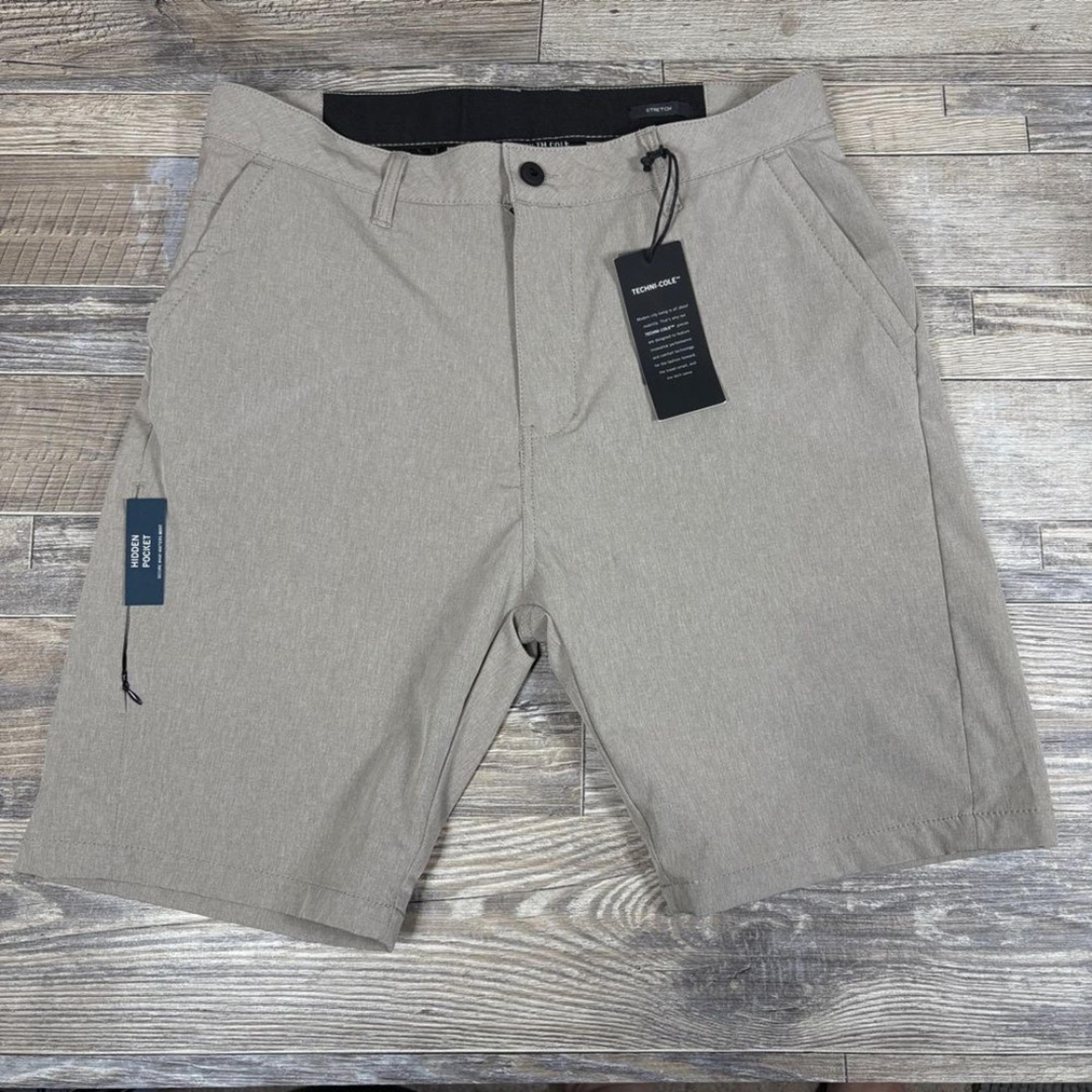 NWT Kenneth Cole Mens Tan Flat Front Slim fit Lightweight Tech Short Size 32
