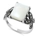 Sterling Silver Mother of Pearl Square Butterfly Marcasite Ring Size 4 New