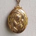 Antique Victorian Art Nouveau Brass Gold Tone Ornate Locket Necklace With Photos