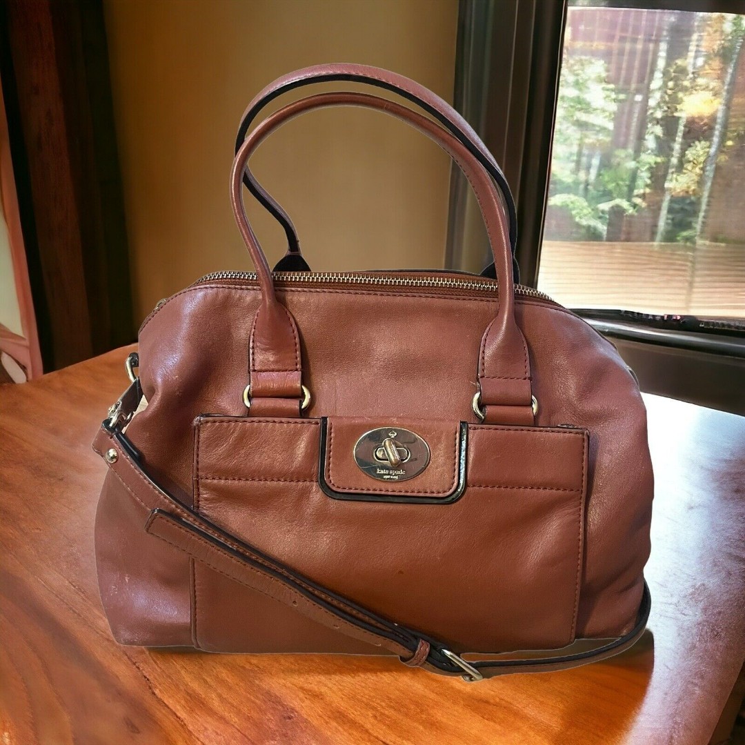 Kate Spade Hampton Road Janie Brown Leather Crossbody Shoulder Bag 398