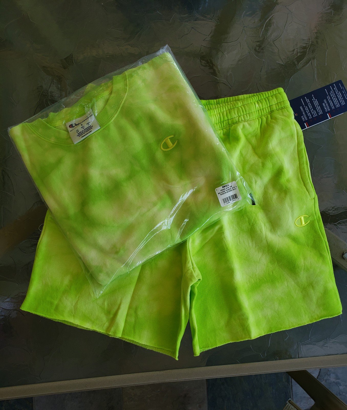 Mens Lime Green Shorts sweatshirt Set small