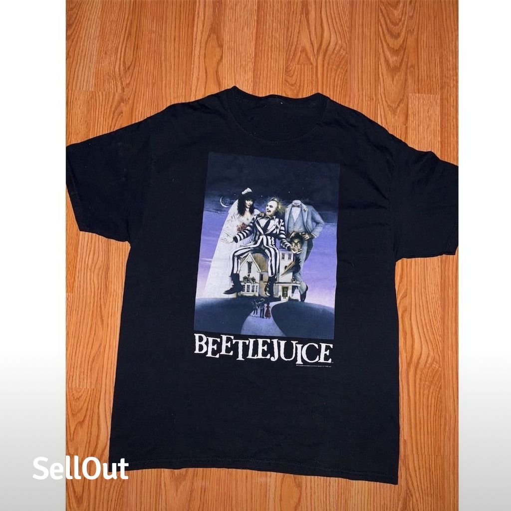 Vintage Beetlejuice Graphic T-Shirt Unisex M Black 80s Supernatural Theme