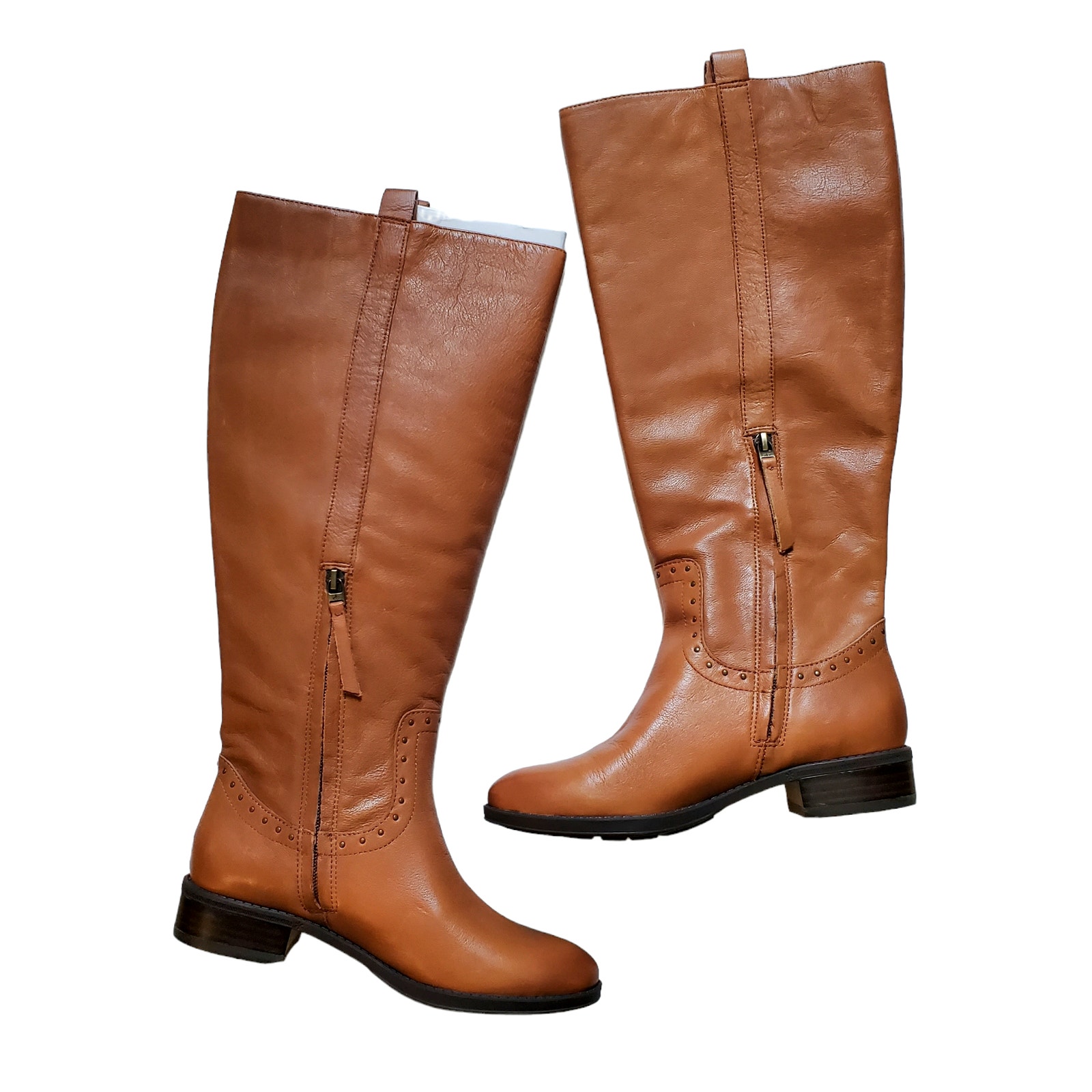 NEW Sam Edelman Prina 2 Leather Tall Boots Whiskey Size 6M WC Wide Calf
