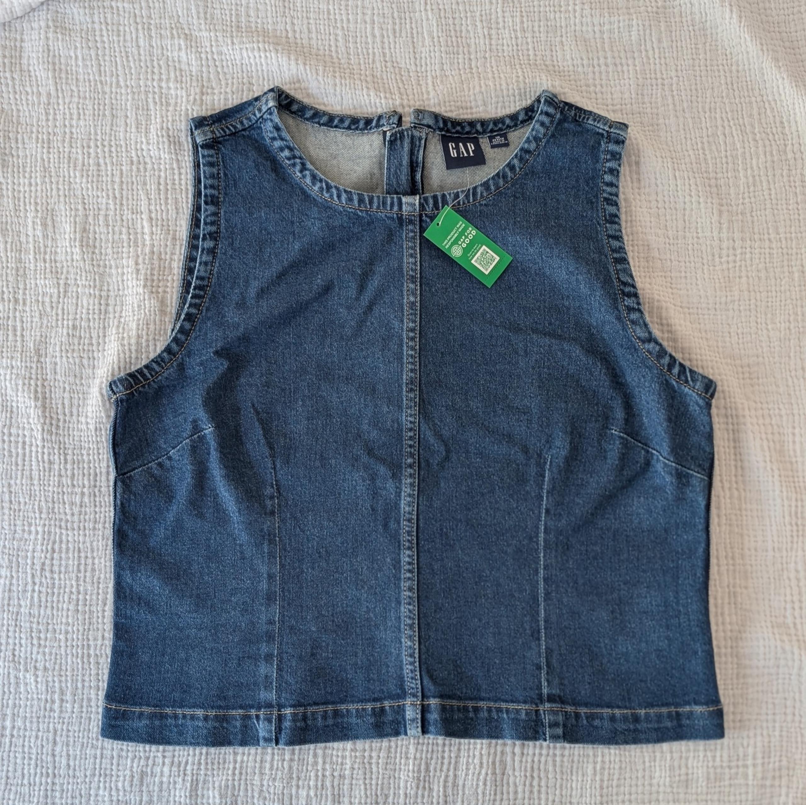 Gap Sleeveless Denim Top / Vest, Size Medium Petite, New with Tags