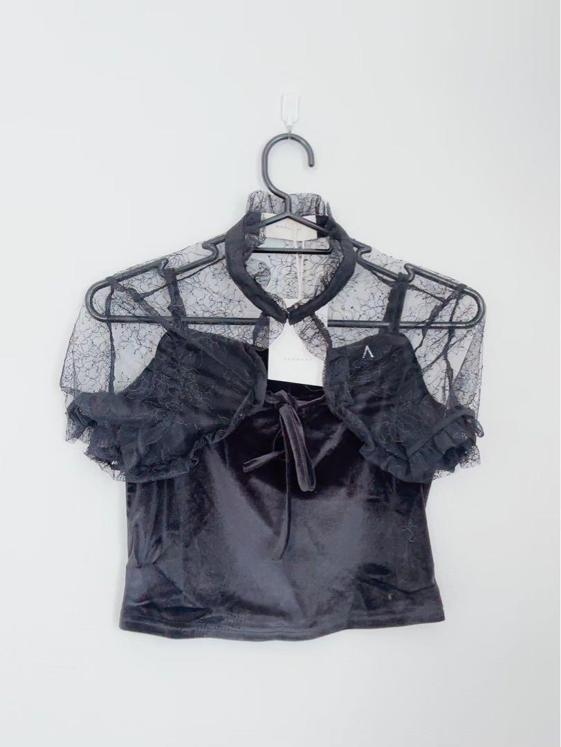 AND MARY アンドマリー Taylor set tops ブラック