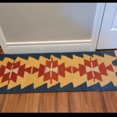 Vintage handmade wool rug approx 1' x 3'