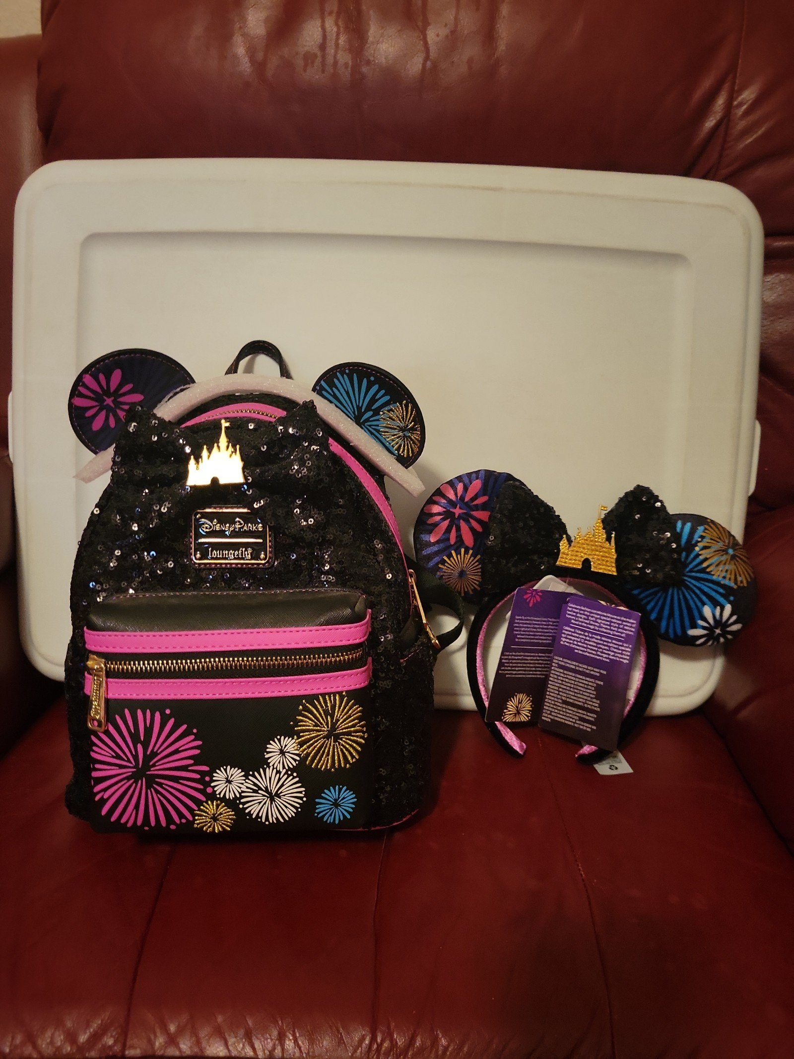 Loungefly Disney Minnie Fireworks Mini Backpack and ears