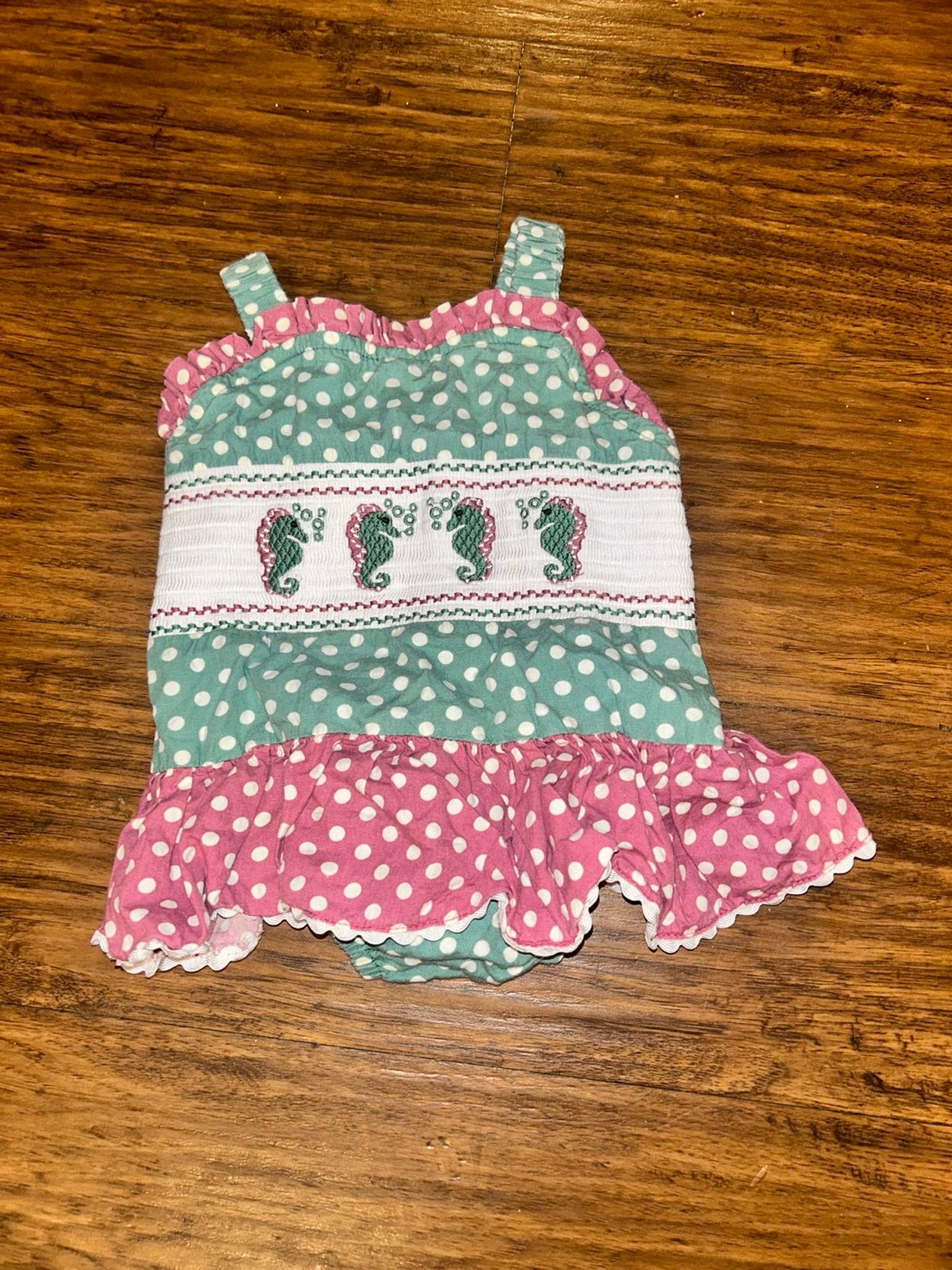 Lil Cactus Boutique Smock Seahorse Ruffle Swimsuit