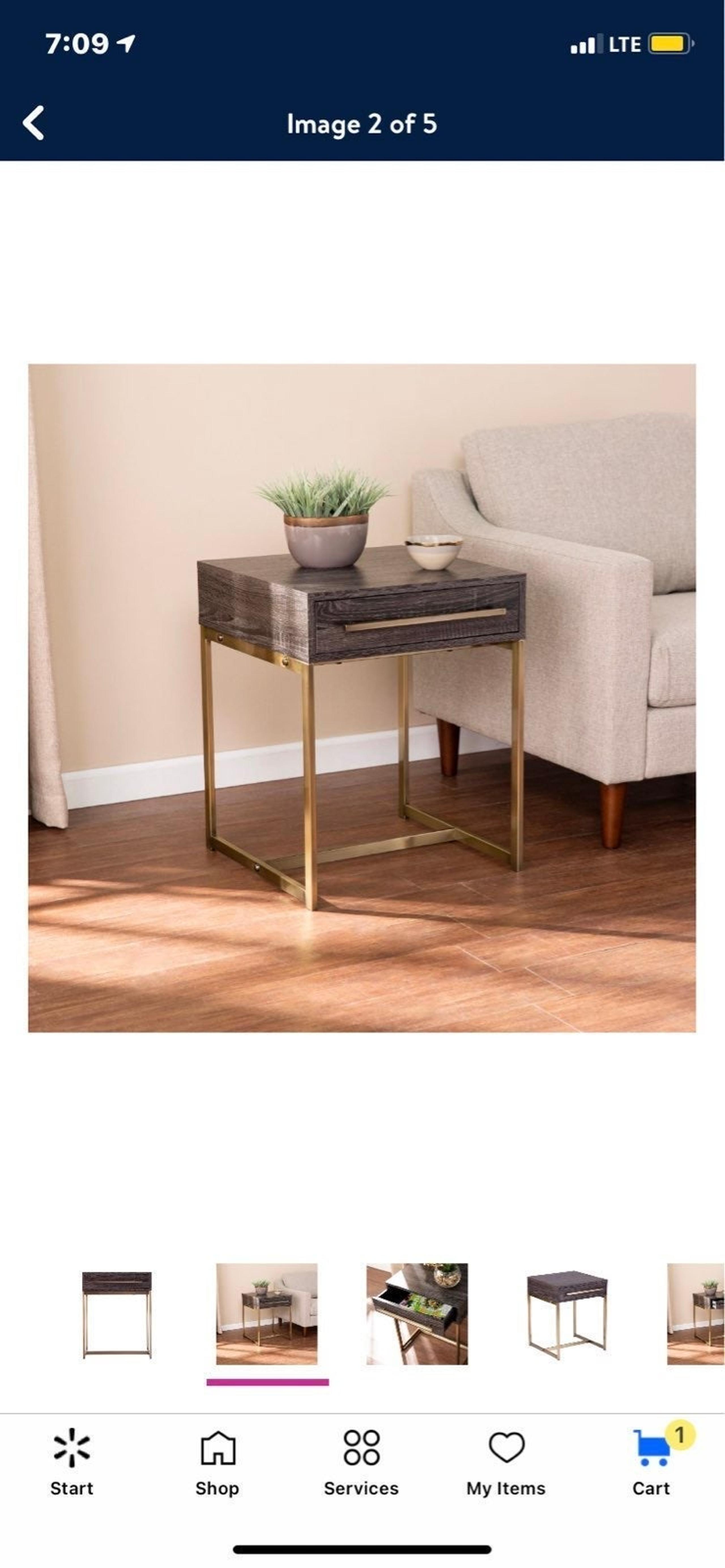 24" Black & Gold Contemporary end table
