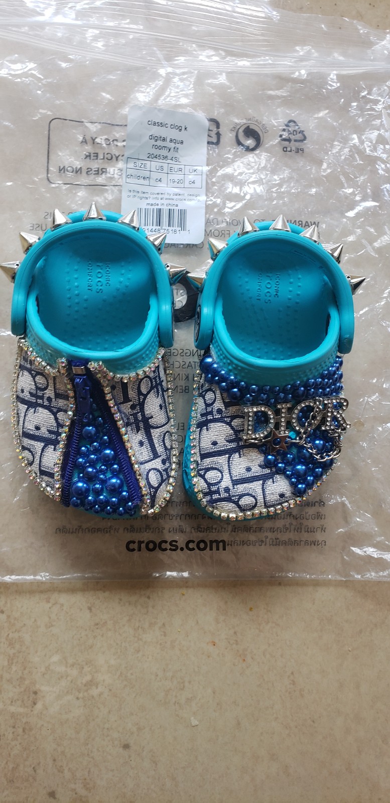 Embellished Baby/Toddler Blue Crocs