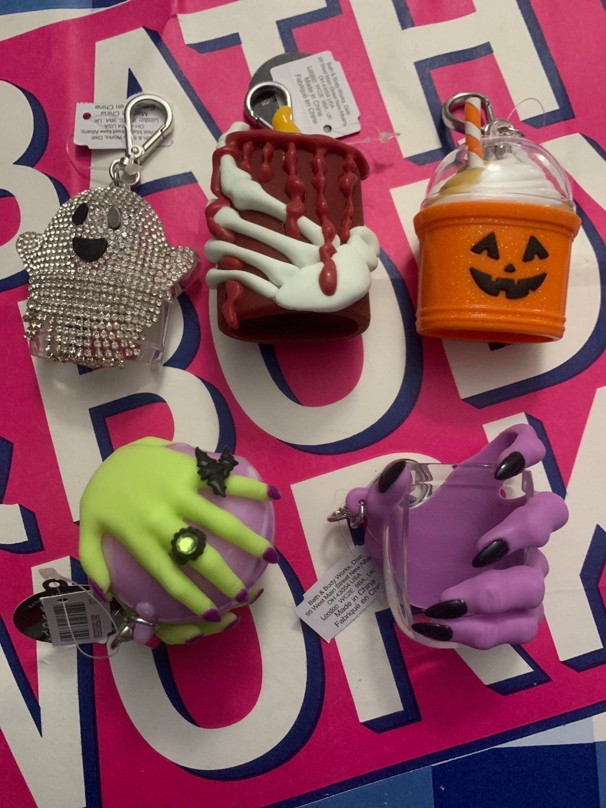 5 NEW HALLOWEEN POCKETBAC HAND SANITIZER HOLDERS BATH BODY WORKS GHOST WITCH BBW